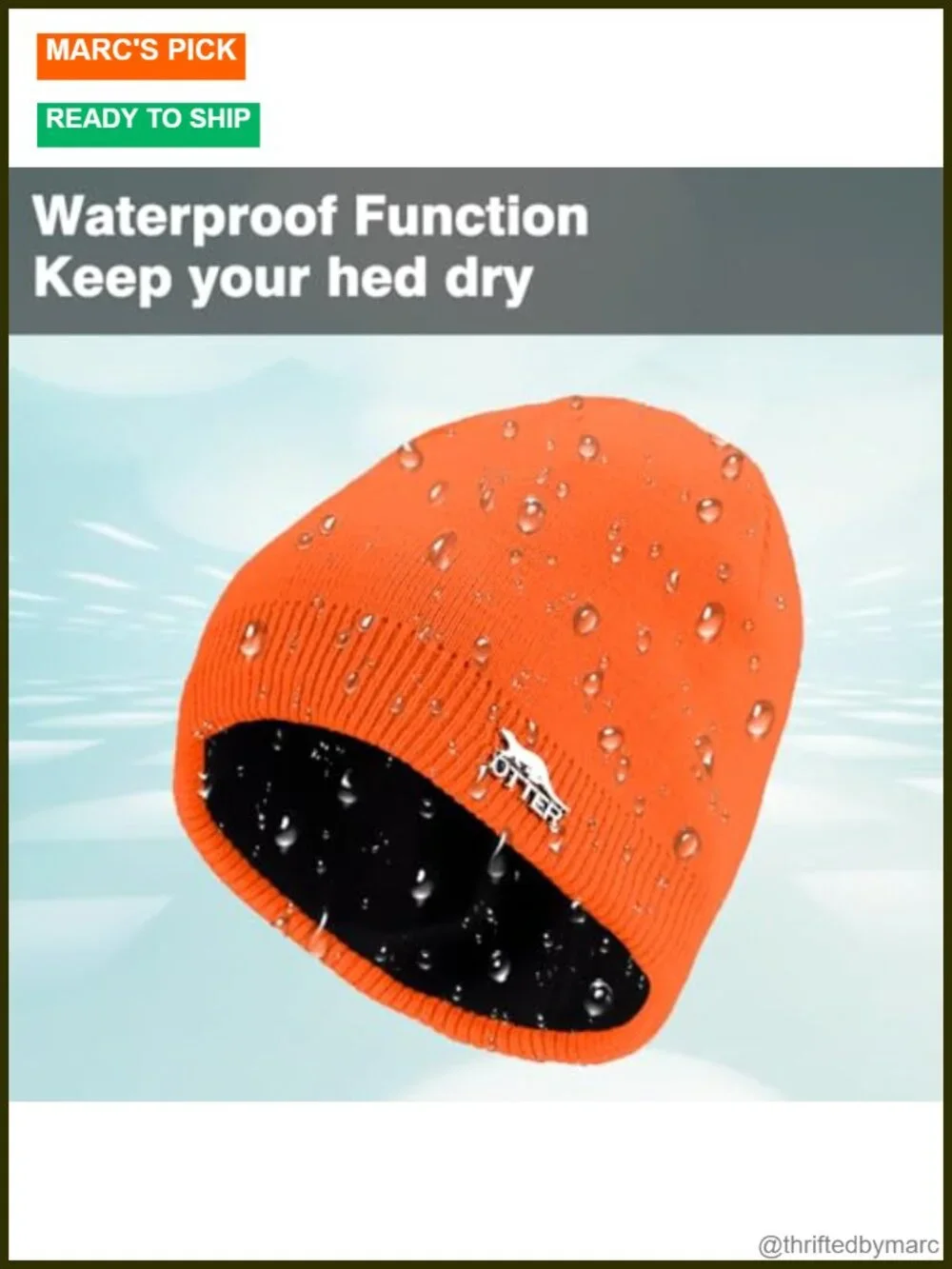 100% Waterproof Windproof Beanie Hat - Fleece Lined Knit Skull Cap for Hiking